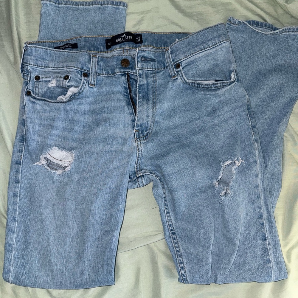 Hollister Faded Blue Ripped Jeans